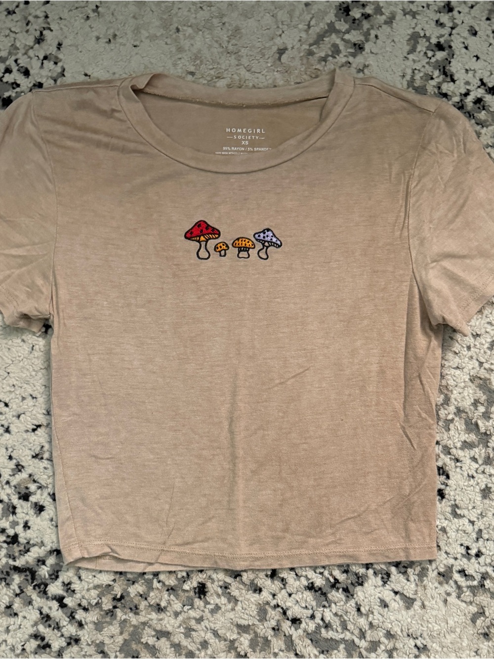Homegirl Society Tan Mushroom Crop Tee
